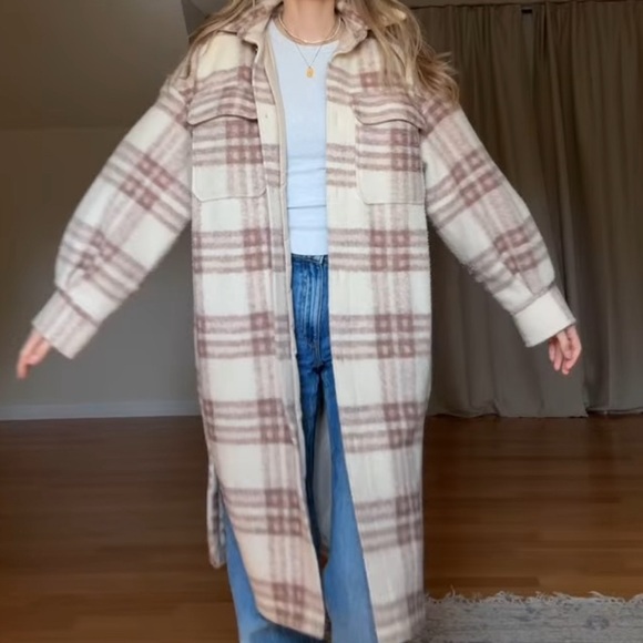 H&M Oversized Plaid wool blend shacket XS - Picture 4 of 5